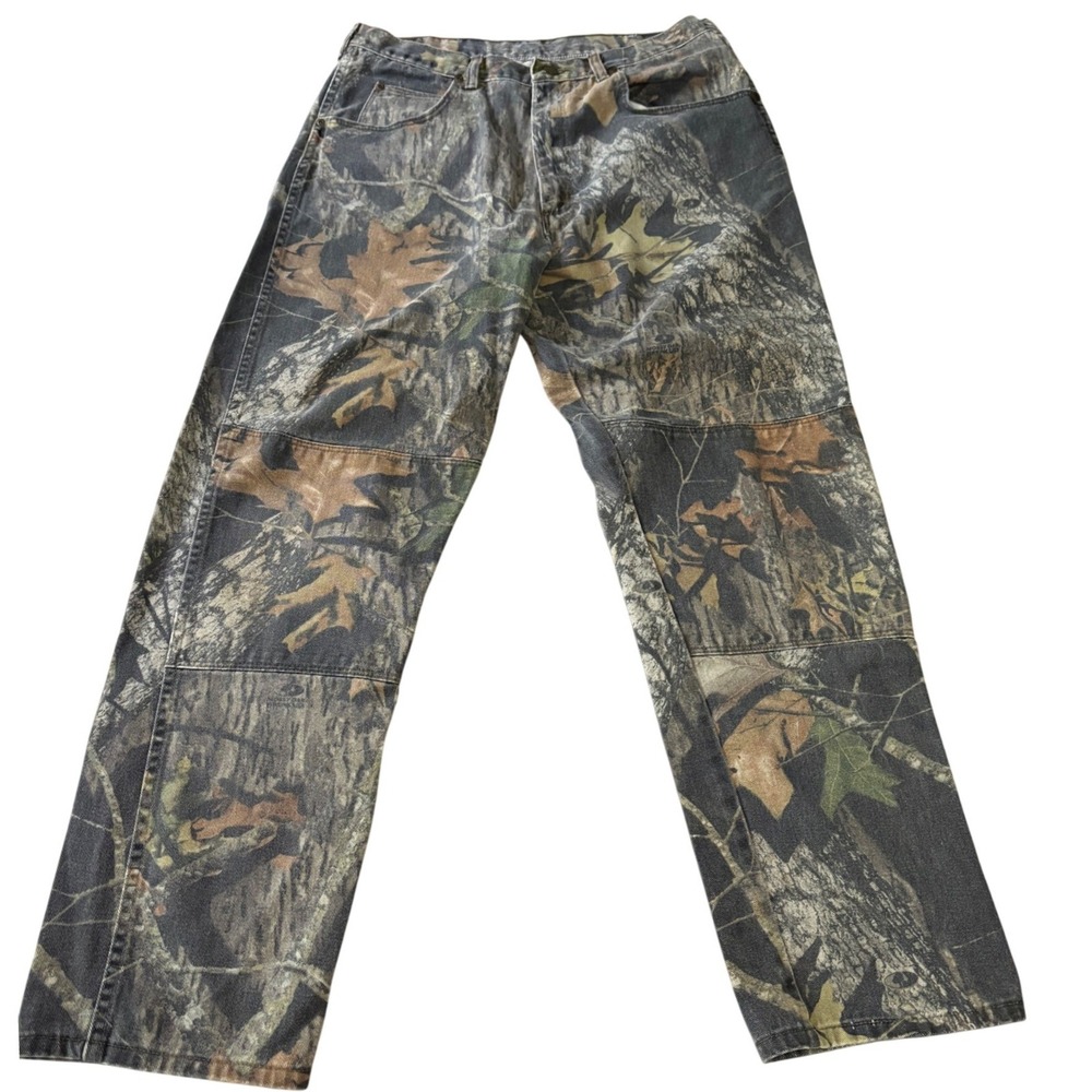 Vintage Wrangler Mossy Oak Camo Double Knee Pants Mens 36x34 Hunting Work Wear